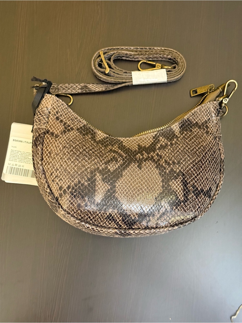 Marlon Made in Italy Genuine Leather Snake-Print Shoulder/Crossbody Purse NWT - Picture 6 of 10
